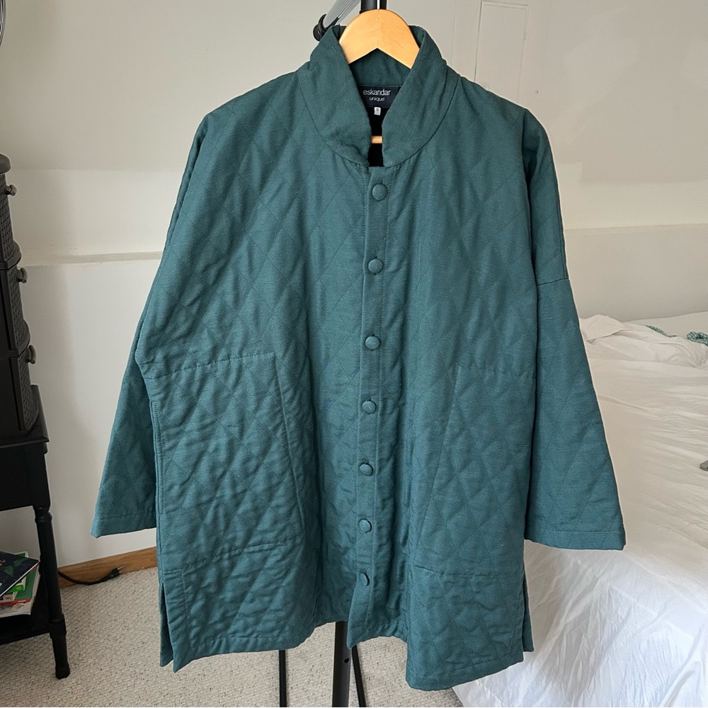 Eskandar Oversized Quilted Imperial Silk Cotton Coat Jacket XXL
